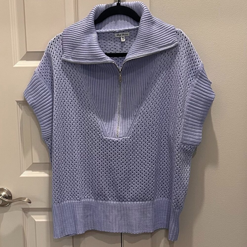 White Birch Lt Blue Quarter Zip Top